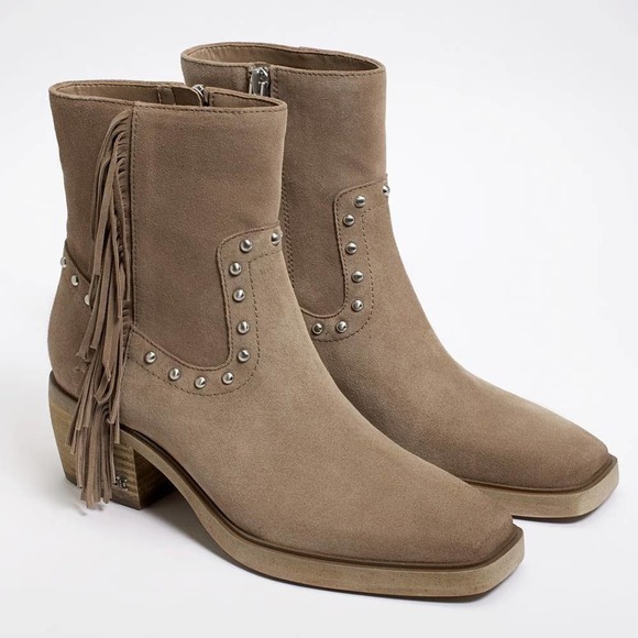 Sam Edelman Shoes - Sam Edelman Bernie Fringe Western Ankle Booties Tan Womens Size 7M NWOB